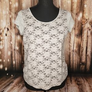 Mudd grey sheer front tee shirt blouse